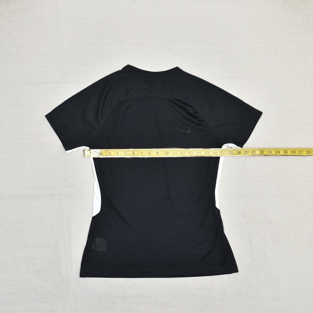 Nike Women Top Short Sleeve Polyester V Neck Black Size M Dri Fit Gym Workout - Picture 4 of 8